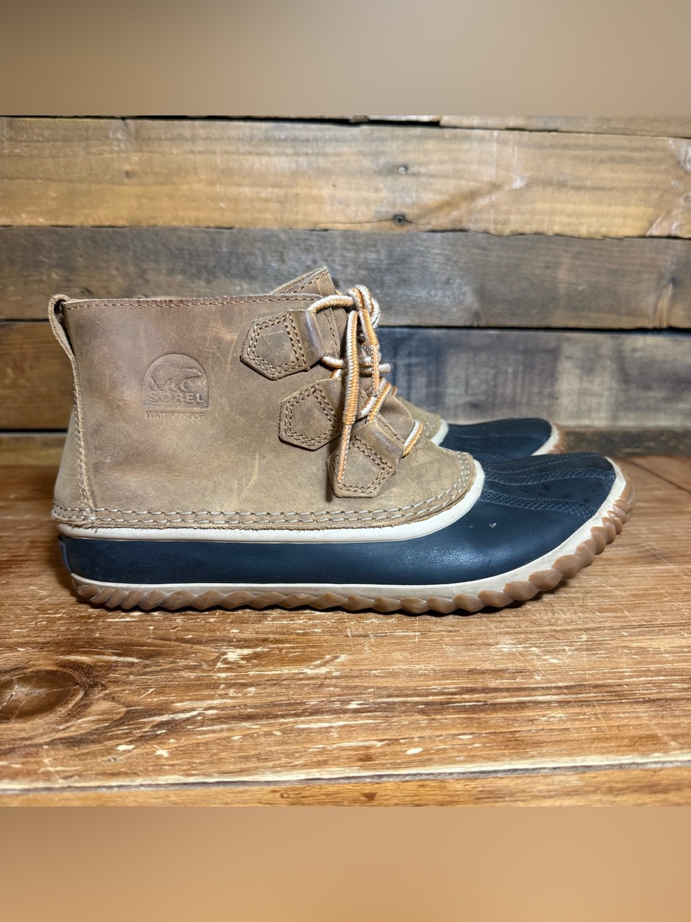 Sorel Womens Out N About Waterproof Duck Boot Size 9.5 Brown Leather NL2133-286
